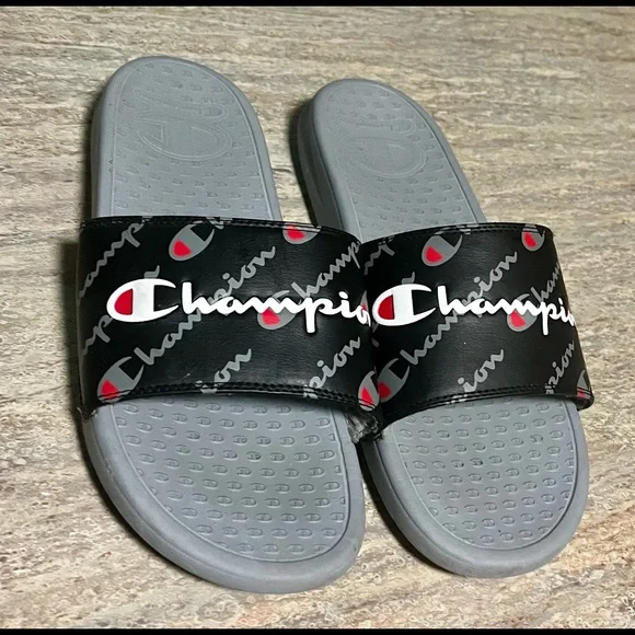 Mens Sandals Champion Slides Grey Champion Shoes Champion Slides